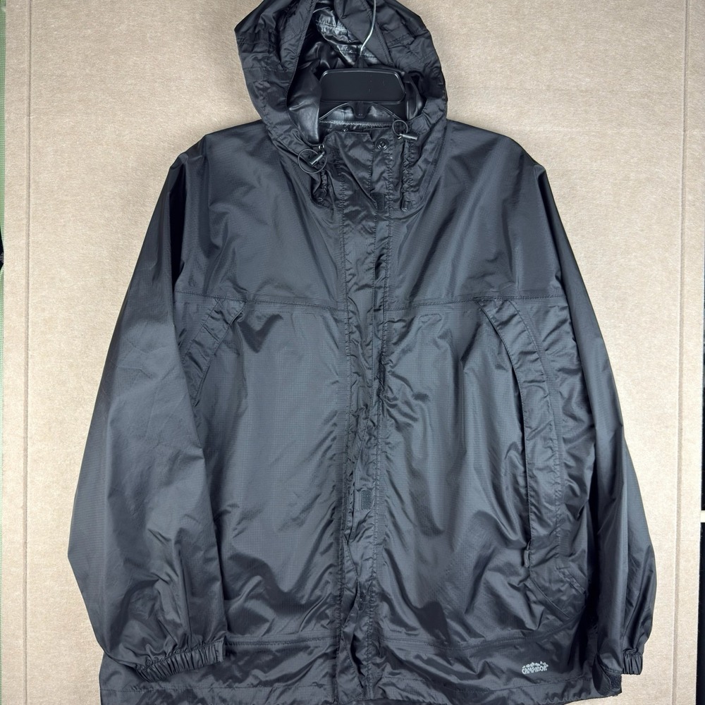 Campmor Women's 2XL Black Nylon Rain Jacket Hooded Windbreaker‎ Outdoor Hiking